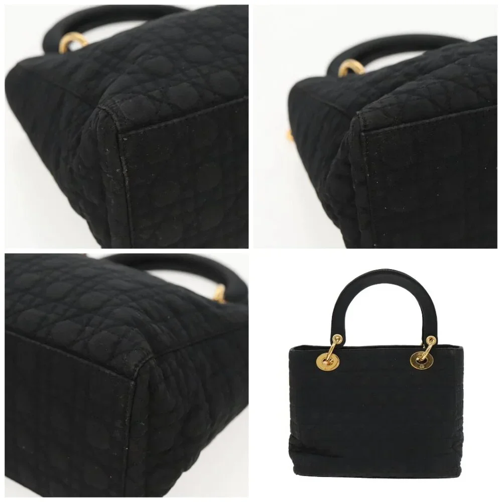 Christian Dior Canage Hand Bag Nylon Black Gold - Picture 11 of 14